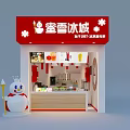 Red Signage Milk Tea Shop Featuring Snowman Mascot And Fresh Fruit Drinks