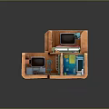 Cartoon Style Scene With Multi Level Rooms And Colorful Furniture Areas