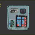 Blue Enclosed Embedded Computer With Circuit Board Display Screen And Numeric Keypad