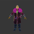 Viking Warrior 3D Character Model With Fur Trimmed Armor Leather Belt And Sword