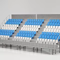 Stadium Stands With Blue And White Seats And Gray Concrete Structure