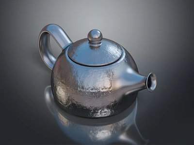 Silver Metallic Textured Teapot with Handle Spout and Lid for Home Use 3d model