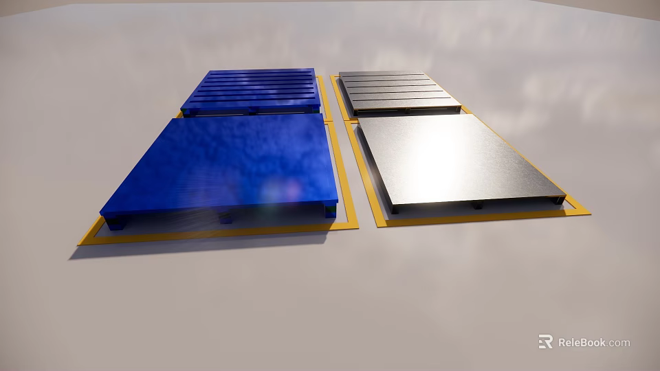 Industrial Equipment Metal Panels Featuring Blue Silver Striped And Smooth Surfaces 3d model 