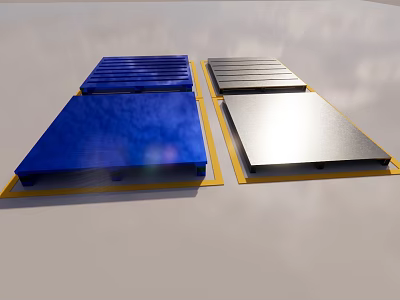 Industrial Equipment Metal Panels Featuring Blue Silver Striped And Smooth Surfaces 3d model