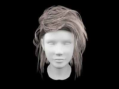 Fashionable Jeweled Hair Accessories On White Mannequin With Light Brown Textured Wig And Black Background 3d model