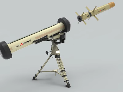 Portable Anti Tank Missile Launcher Weapon System With Tripod And Missile 3d model