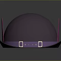 Stylish Purple Hat Adorned with Pink Feathers and Purple Strap featuring White Buckles