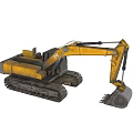 Yellow Tracked Excavator Construction Vehicle With Heavy Duty Bucket And Chassis