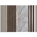 Decorative Wall Moldings With Wooden Stone And Metallic Textures For Interior Design
