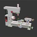 White Industrial Metal Lathe Machine With Red Control Buttons And Rotary Spindle