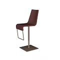 Modern Brown Leather Bar Stool with Backrest Footrest and Square Metal Base 3d model