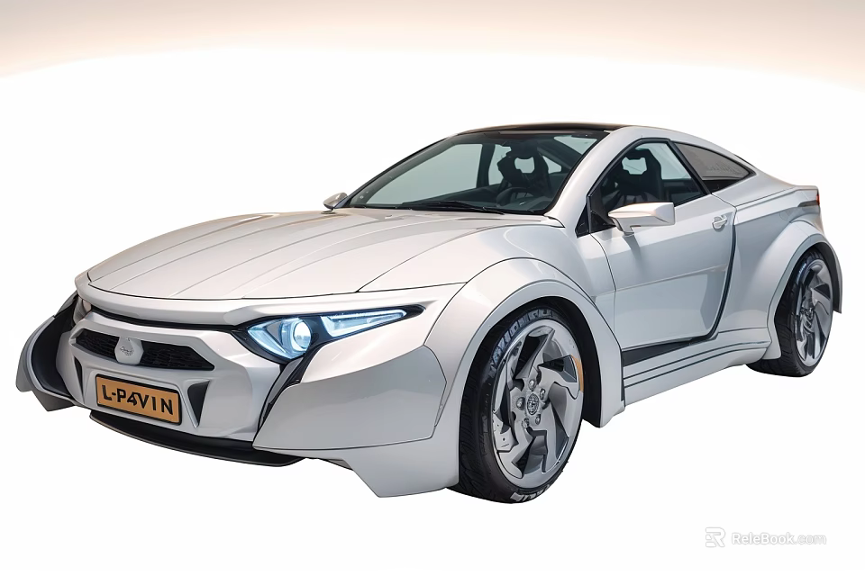 Modern Silver Sports Coupe Featuring Sleek Design LED Headlights And Alloy Wheels 3d model 