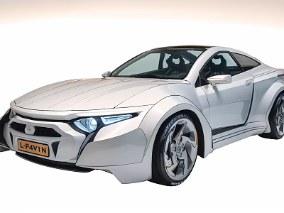 Modern Silver Sports Coupe Featuring Sleek Design LED Headlights And Alloy Wheels 3d model