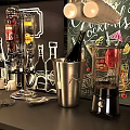 Modern Black Wine Cabinet Interior Design With Wine Bottles Glasses Bar Tools And Wine Racks