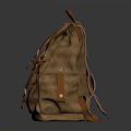 Brown Canvas Backpack with Leather Straps and Multiple Pockets for Everyday Use and Practical Style 3d model