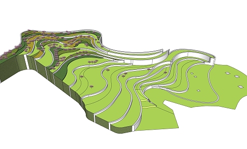 Modern Terrace Topography Landscape Terrace Landscape 3d model