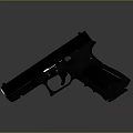 Black Tactical Pistol With Textured Grip And Metallic Finish On Grey Background