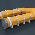 Industrial Equipment Orange Tubular Design Featuring White Rings And Metal Supports