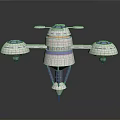 Futuristic Spaceship Design For Space Exploration With Cylindrical Body And Wing Like Modules 3d model