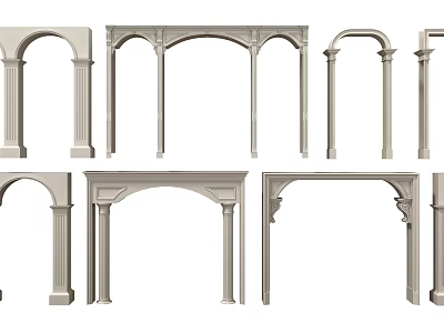 Various Classical Door Arches With Decorative Columns And Architectural Details 3d model
