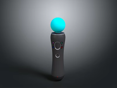 Ergonomic Handheld Massage Device With Blue Ball Top And Black Handle Buttons For Relaxation 3d model