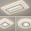 Modern Sleek Ceiling Light with Rectangular Square and Round Layered Designs