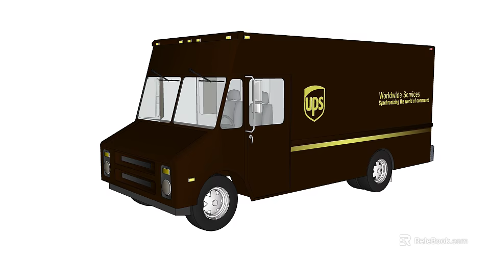 Brown UPS Delivery Truck With Reliable Service Logo And Logistics Design 3d model 