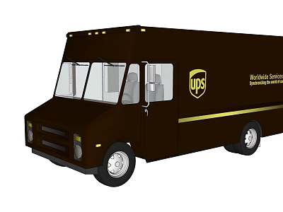 Brown UPS Delivery Truck With Reliable Service Logo And Logistics Design 3d model