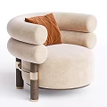 Modern Beige Single Sofa With Soft Upholstery Wooden Legs And Orange Cushion