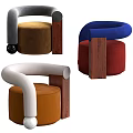 Stylish Modern Single Sofa Upholstered in Brown Blue Red Orange with Wooden Legs