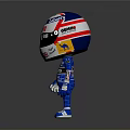 Cartoon Racing Driver Figure In Blue Suit With Canon Renault Helmet