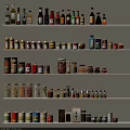 Organized Spice Bottles And Jars Arranged On White Multi Layer Shelves In Modern Kitchen
