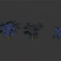 Decorative Trees With Blue And Gray Leaves As 3D Models On White Background 3d model