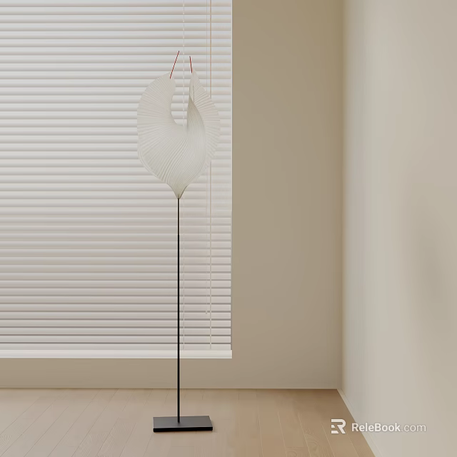 Minimalist Floor Lamp Interior With White Window Blinds And Light Colored Wall 3d model 