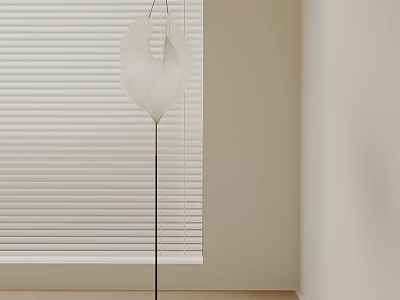 Minimalist Floor Lamp Interior With White Window Blinds And Light Colored Wall 3d model