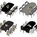 Modern Dining Table Set With Various Designs Marble Top And Comfortable Chairs 3d model