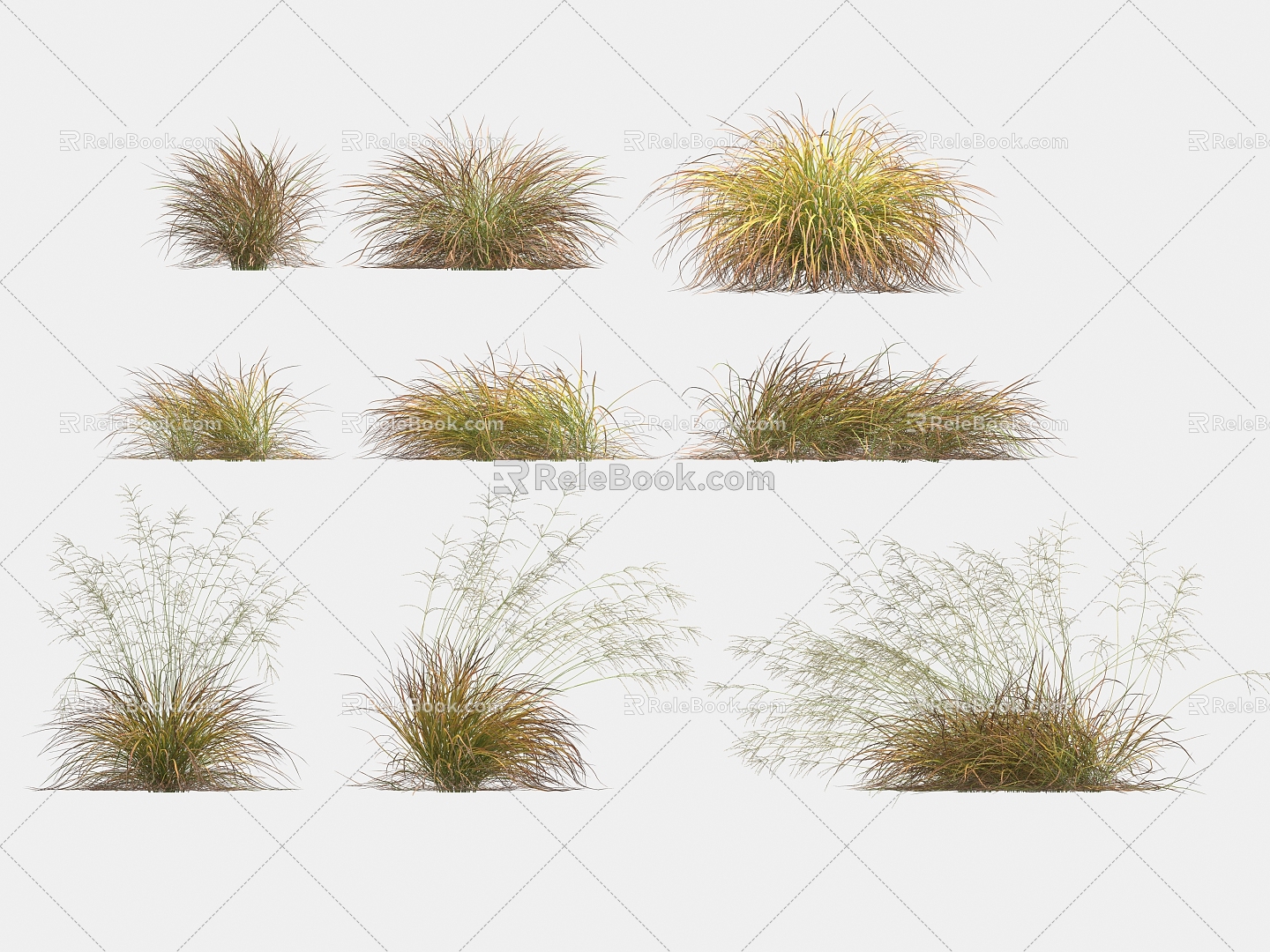 Flowers and plants landscape grass weeds dead grass weeds 3d model