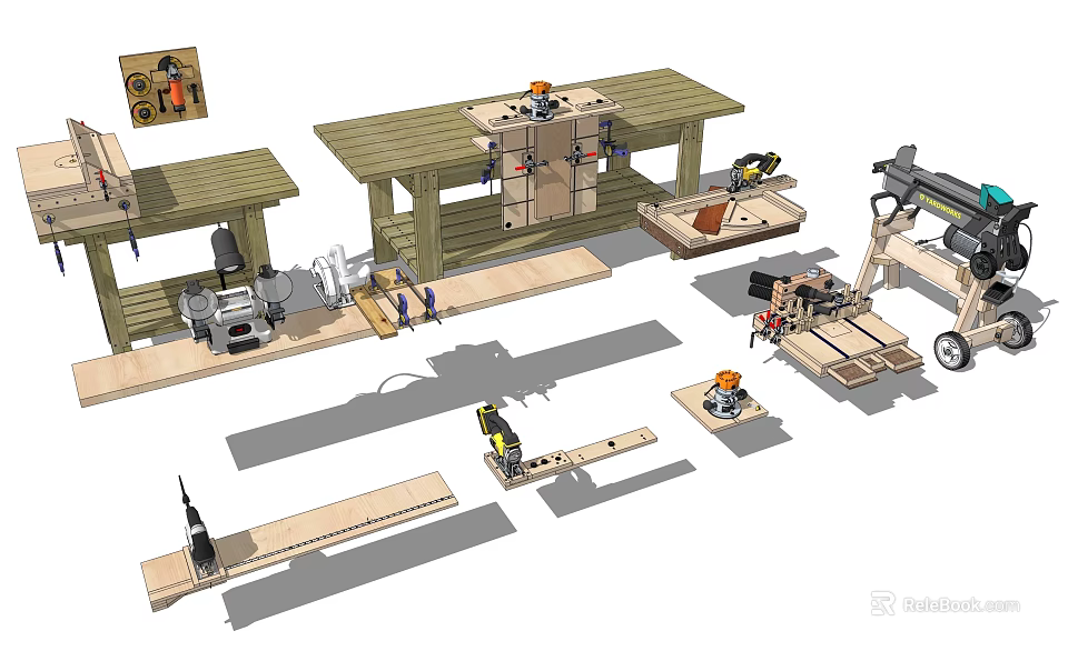 Professional Hardware Tools Workshop With Workbench Power Tools And Woodworking Equipment 3d model