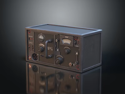 Vintage Electronic Radio With Metal Case Control Knobs And Analog Gauges 3d model