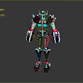 Futuristic Mechanical Robot With Glowing Blue Red Armor And Standing Pose Design