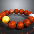 Wooden Bracelet With Red Gold And Silver Shiny Beads For Daily Wear