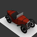 Vintage Red Car Model Displayed On White Platform With Gray Background 3d model