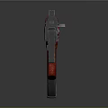 Modern AK Rifle With Red Grip And Stock Metal Finish Design Isolated On Dark Background