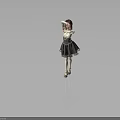 Little Girl In Gray Ballet Tutu Dress With Red Headband Dancing Pose