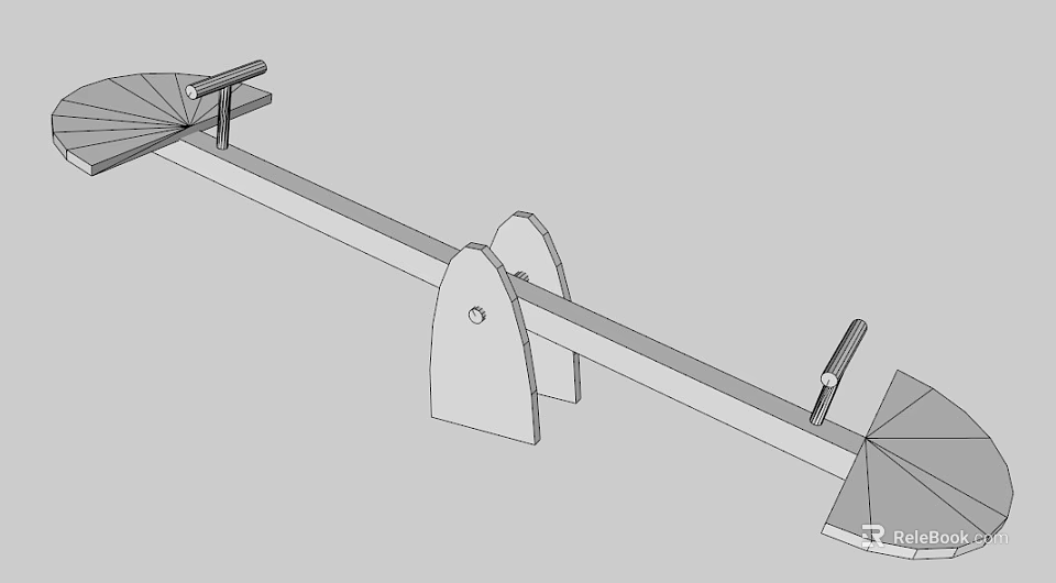 Simple Seesaw Structure 3D Model Design With Balanced Planks And Supports 3d model 