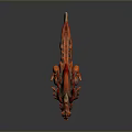 Red Spiked Monster Creature Model With Horned Head And Orange Textured Body