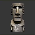 Wood Stone Handcrafted Statue Featuring Detailed Head Upper Body Natural Texture Rustic Artistic Feel