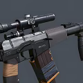 Tactical Weapon Rifle With Scope Barrel Magazine And Modern Military Features
