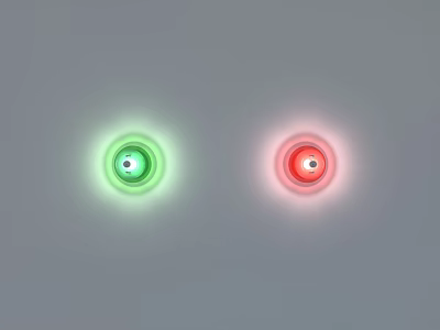 Green and Red Wall Lights with Glowing Illuminated Effect on Gray Background 3d model