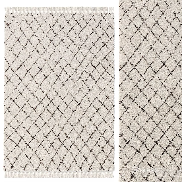 Textured Square Rugs Featuring Diamond Grid Patterns 3d model 